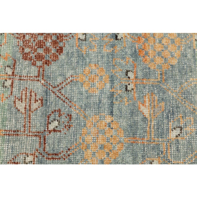 Vintage-Inspired Khotan Geometric Wool Rug – Earthy Sage, Terracotta, and Navy For Sale In New York - Image 6 of 9
