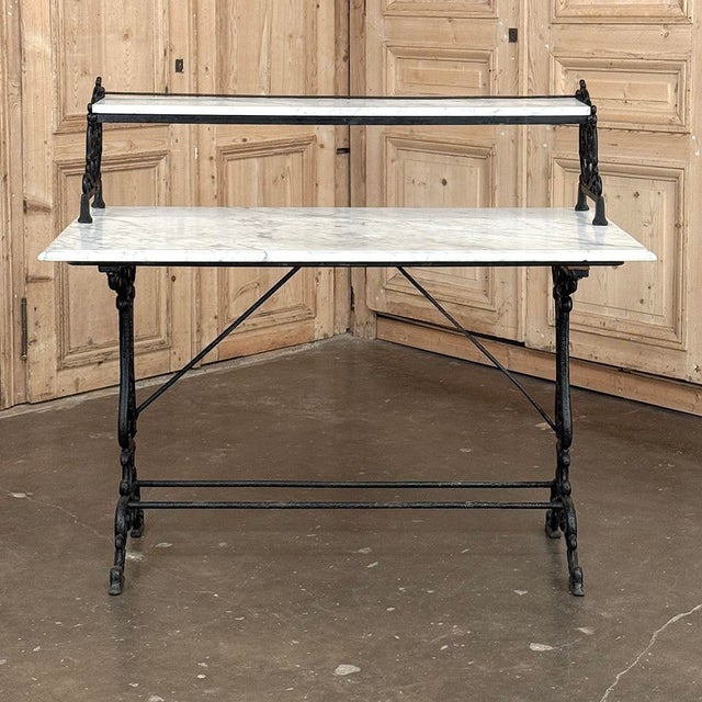 French 19th Century French Cast Iron Patisserie Display Table With Carrara Marble Tops For Sale - Image 3 of 18