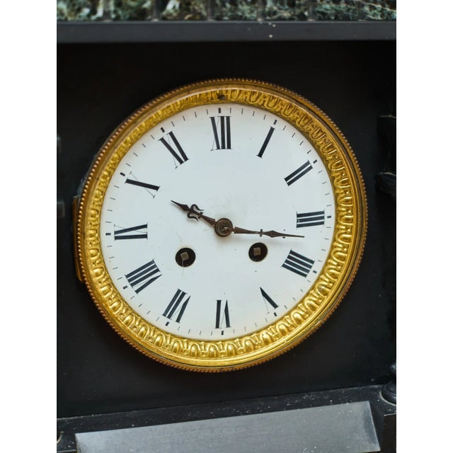 Stone Antique Art Deco Mantel Clock in Marble, 1920s, Set of 3 For Sale - Image 7 of 12