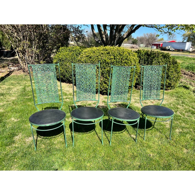 Metal Vintage Greek Key Wrought Iron Dinette Set For Sale - Image 7 of 12