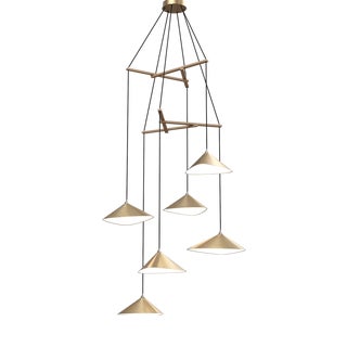 Emily V6 Group Pendant Light in Gold Semi-Matte by Daniel Becker for Moss Objects For Sale