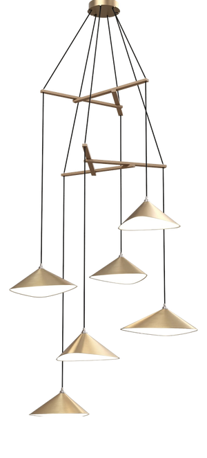 Emily V6 Group Pendant Light in Gold Semi-Matte by Daniel Becker for Moss Objects