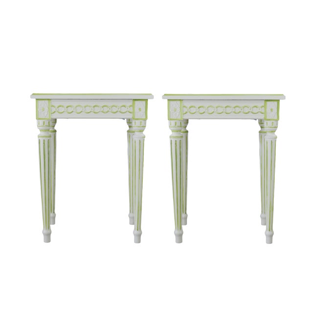 Pair of Hand-carved Gustavian Side Table This hand-carved Gustavian side table is a beautiful addition to a classic or...