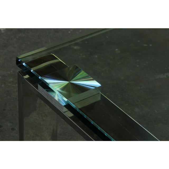 Contemporary Modern Minimalist Danish Coffee Table in Glass and Polished Chrome, 1990s For Sale - Image 3 of 18