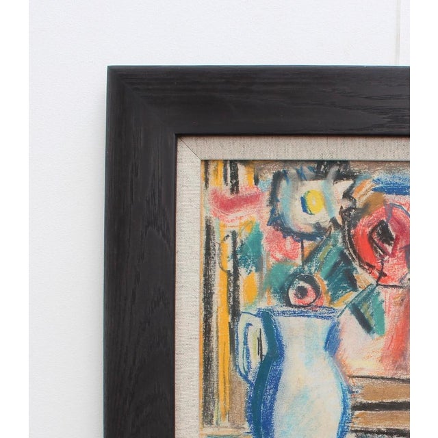Louis Latapie, Bouquet of Flowers with Vanitas, 1930s, Wax Crayon on Paper, Framed For Sale - Image 4 of 18