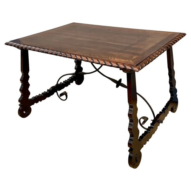 18th Century Refectory Spanish Table With Lyre Legs and Iron Stretcher For Sale - Image 10 of 10