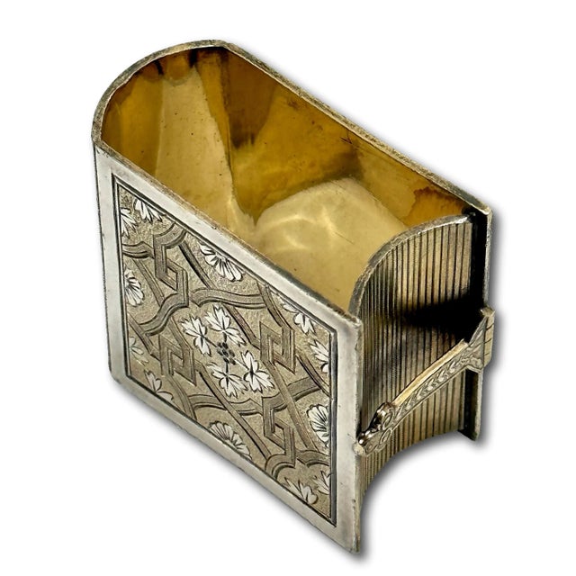 Victorian Large Unusual Beautifully Hand Engraved Antique Victorian Book - Bible Form Sterling Silver Napkin Ring - Circa 1870s For Sale - Image 3 of 12