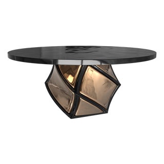 "Manchot" Round Table With Stainless Steel, Bronze, Handmade For Sale