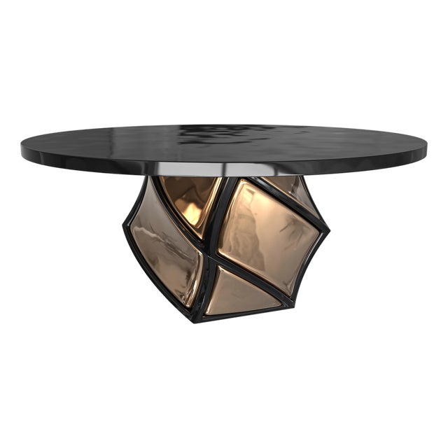 "Manchot" Round Table With Stainless Steel, Bronze, Handmade For Sale