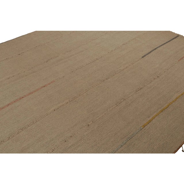 Rug & Kilim Rug & Kilim’s Contemporary Kilim in Beige-Brown With Colorful Accents For Sale - Image 4 of 8