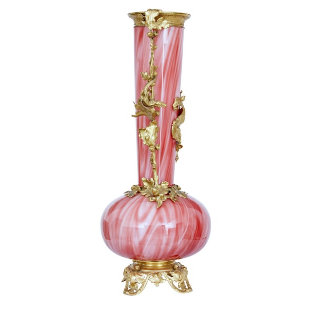 French Art Glass Vase with Ormolu Mounts, 1930s For Sale - Image 4 of 11