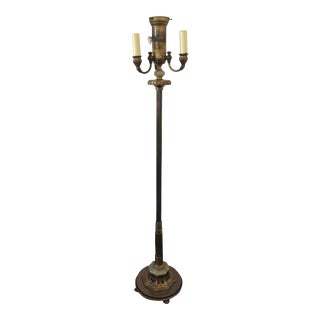 Art Deco Green Onyx & Brass Torchiere Floor Lamp by Artistic Lamp Manufacturing Company Circa 1940s For Sale