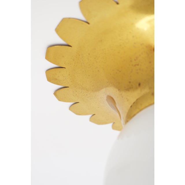 1960s Small Vintage Swedish Flush Mount in Brass and Glass, 1960s For Sale - Image 5 of 6