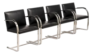 Mid Century Black Brno Chairs by Mies Van Der Rohe for Knoll Set of 4