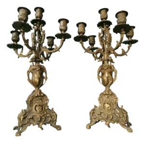 Chiseled Bronze Candelabras, 1890s, Set of 2