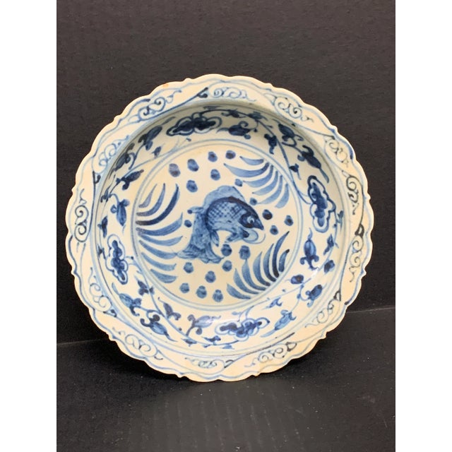 Mid 20th Century Chinese Art Porcelain Blue and White Plate For Sale - Image 5 of 7