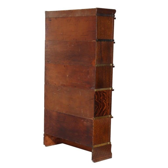 Globe Wernicke Five Stack Barrister Bookcase With Leaded Glass C1920 For Sale - Image 9 of 11
