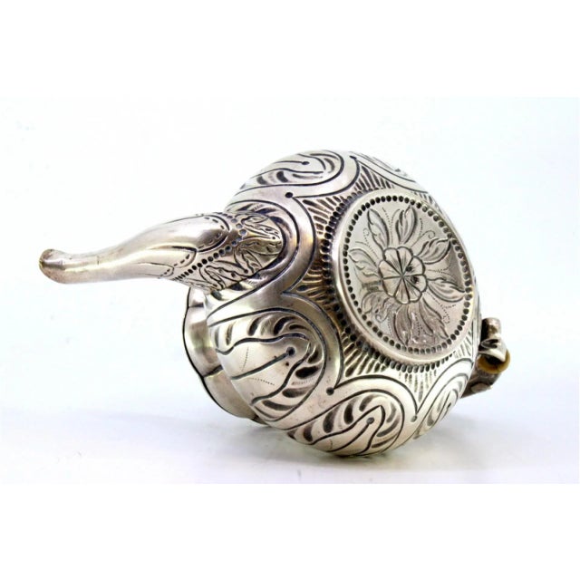 Silver Silver Kettle with Relief Engraving and Handle Lid with Dragon Figure For Sale - Image 8 of 9