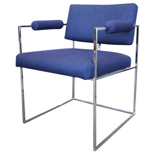 Milo Baughman for Thayer Coggin Blue Armchair For Sale