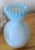 American Early 20th Century Swirled Ribbed & Crimped Glass Baby Blue to White Ombre Vase For Sale - Image 3 of 4