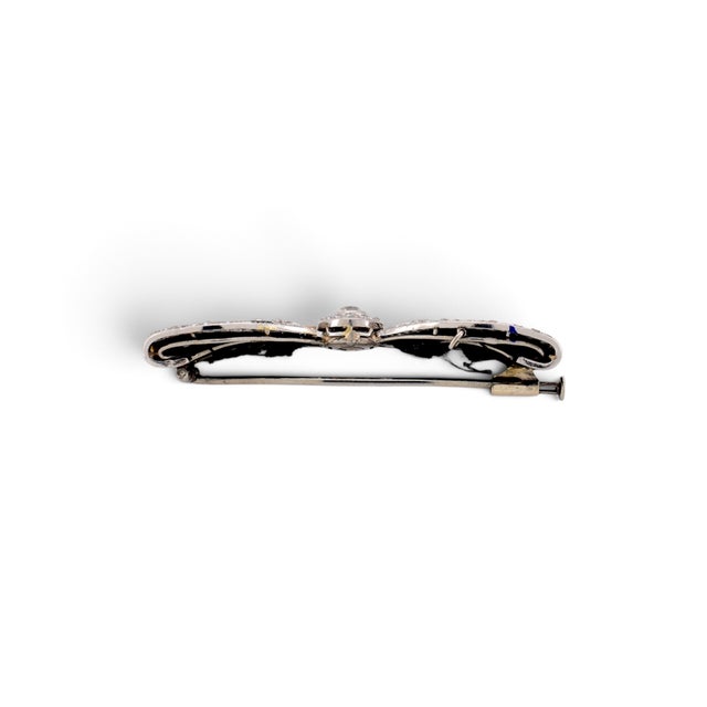 Antique Art Nouveau Platinum Ribbon Bow Brooch — Old-Cut Diamond & Rose-Cut Diam For Sale - Image 6 of 6