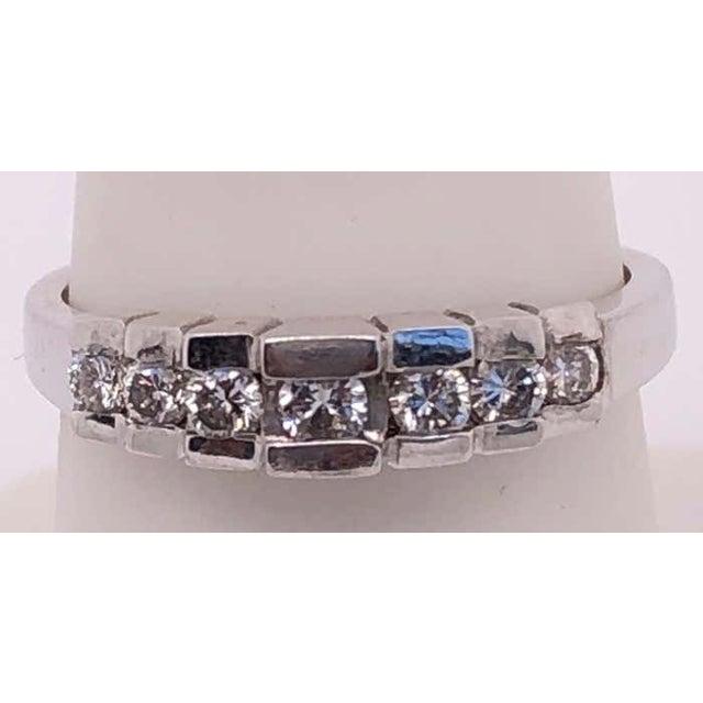 Modern 14 Karat White Gold Diamond Half Anniversary Bridal Wedding Ring For Sale - Image 3 of 9