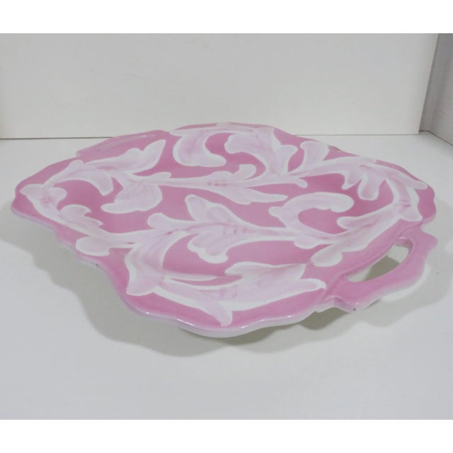 Contemporary Pink Italian Ceramic Platter For Sale - Image 3 of 7