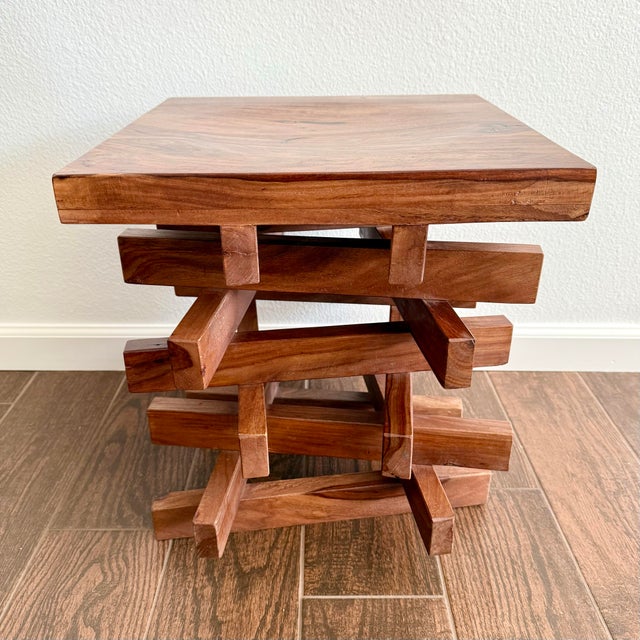 Vintage Modern Italian Wooden Riva 1920 Falò Stool By Terry Dwan Italy Designer GORGEOUS design. Sourced from an estate in...