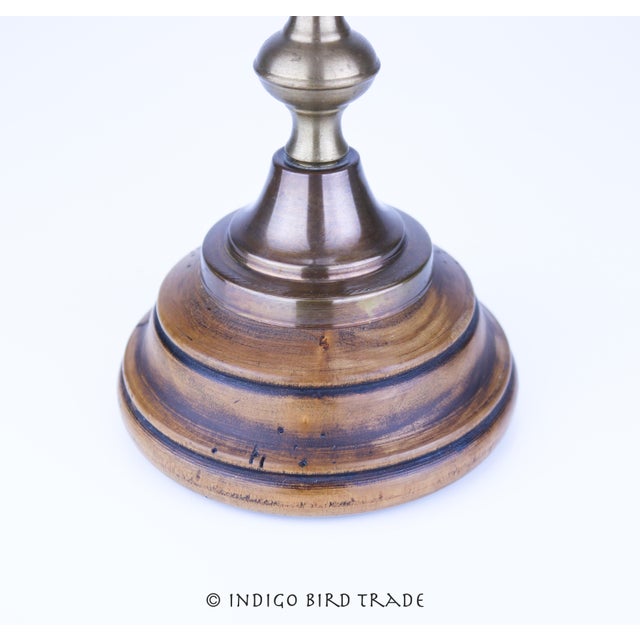 Traditional 13" Vintage Italian Bronze and Wood Ornate Candelabra For Sale - Image 3 of 6