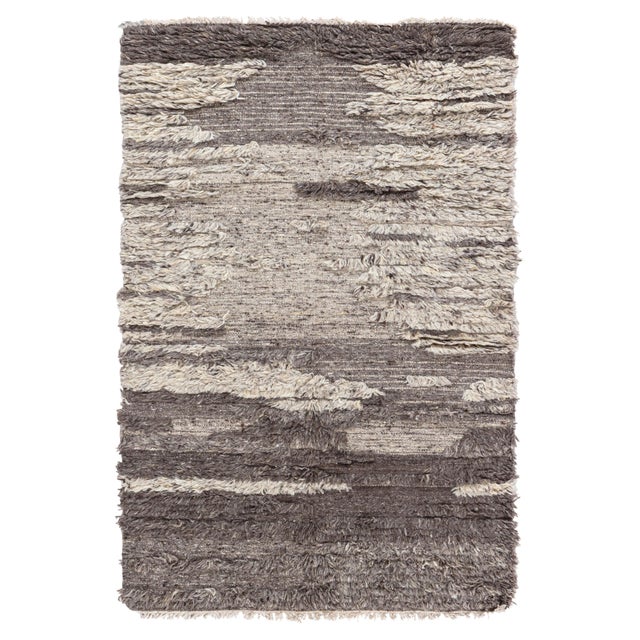 Abstract Modern Tulu Nadu ‘Beige Strata’ Wool Rug by Doris Leslie Blau For Sale