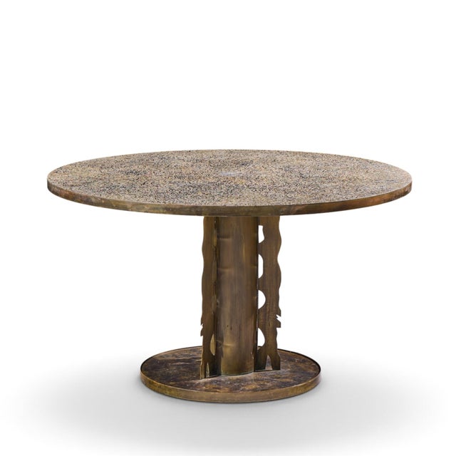 Philip and Kelvin LaVerne Etruscan Spiral Mid Century Acid Etched Bronze Dining Table For Sale In Chicago - Image 6 of 11