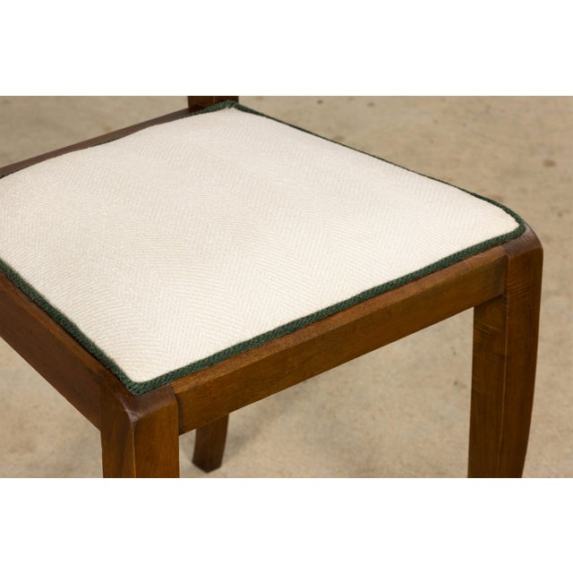 Set of Six 1930s French Art Deco Mustache Back Walnut Dining Chairs For Sale - Image 12 of 18