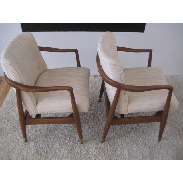 Mid-Century Modern Mid-Century Walnut Sculptural Arm Chairs - A Pair 1960s For Sale - Image 3 of 13