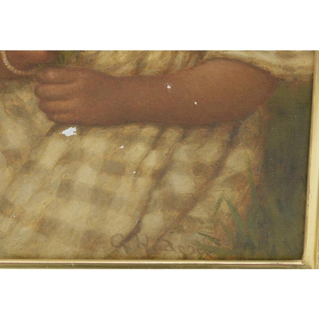 Paint 1930s Grace Carpenter Hudson (1865 - 1937) "Wild Roses" Portrait of an Indian Girl For Sale - Image 7 of 9