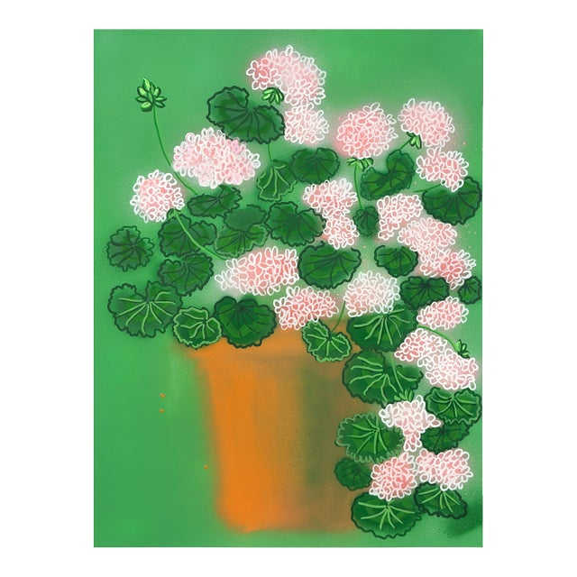 Geranium Flowers No. 1 Contempoary Botanical Painting by Susan Havens For Sale