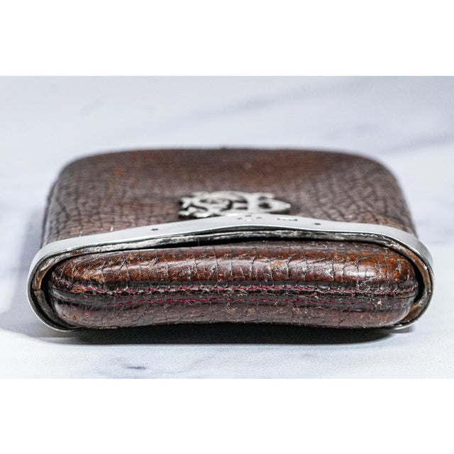 Victorian Antique Leather Sterling Silver Cigar Case Holder Tobacciana For Sale In New York - Image 6 of 11