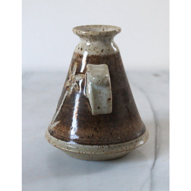 Ceramic Vintage Studio Art Pottery Bud Vase W/ Handle For Sale - Image 7 of 8