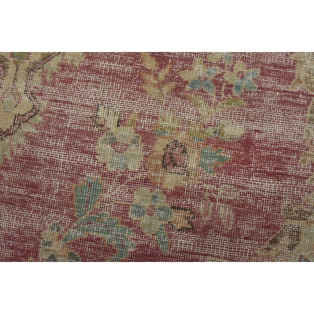 1980s Tabriz Rug 6’3” X 10′ Pink Wool Vintage Distressed Hand-Knotted Carpet For Sale - Image 5 of 15