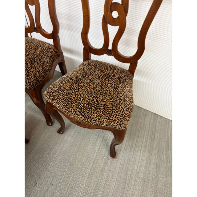 French Provincial Leopard Print Dining Chairs, Set of Four For Sale In San Francisco - Image 6 of 12
