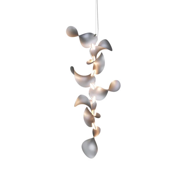 Dune 8 Vertical Cluster Light with Silver Anodized Shades by Daniel Becker For Sale - Image 12 of 12