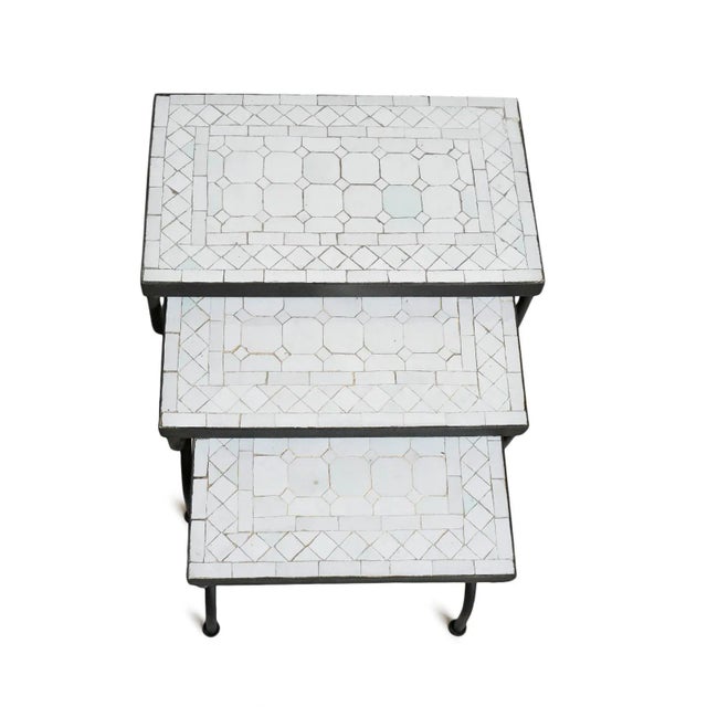 Outdoor Mosaic Moroccan Nesting Tables - Set of Three For Sale - Image 4 of 6
