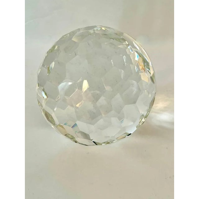 Glass Large Cut Crystal Multi-Faceted Paperweight For Sale - Image 7 of 13