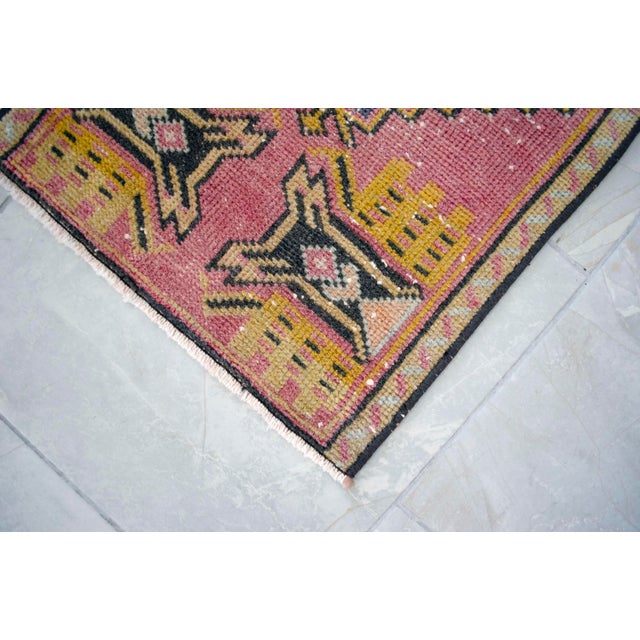 Rose Hand Knotted Small Turkish Rug Door Mat, Entryway Rug, Bath Mat, Kitchen Decor - 1′4″ × 2′6″ For Sale - Image 8 of 13
