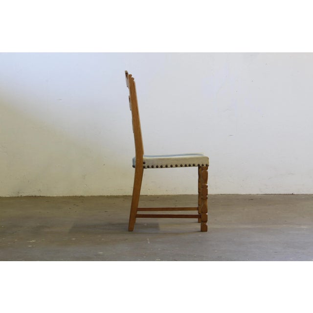 Brown Danish Modern Brualist Oak Dining Chairs in the style of Henning Kjærnulf, 1960s, Set of 4 For Sale - Image 8 of 18