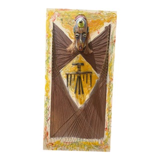 1990s Folk Art Mixed Media Piece For Sale