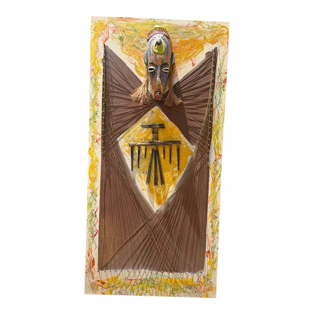 1990s Folk Art Mixed Media Piece For Sale