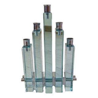 Candlestick in Glass and Chromed Brass with Gallotti and Root from Gallotti & Radice, 1960s For Sale