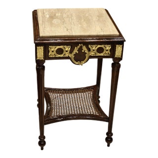 French Style Marble Topped Gold Side Tables For Sale