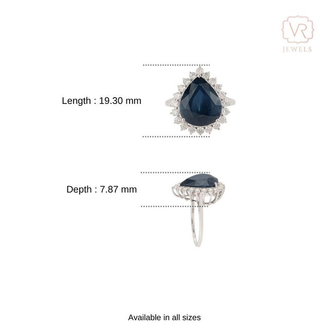 Victorian Natural 18k White Gold 8.42ct Blue Sapphire & Diamond Art Deco Ring Size 4 For Sale - Image 11 of 17