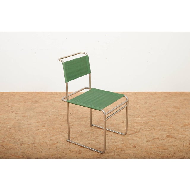 B5 / B40 Chair in Chrome-Plated Tubular Steel with Green Fabric Seat by Marcel Breuer for Tecta, 1980s For Sale - Image 6 of 14